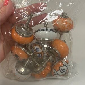 Orange and White Ceramic Knobs